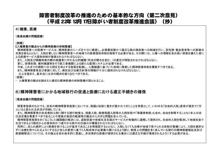 吹田、障害、高齢者、生活保護、障害者制度改革の推進のための基本的な方向（第二次意見）